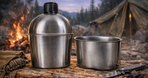 kit essenziale borraccia e tazza sottoborraccia